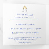 Blauwe Hortensia Bruiloft Details Drieluik Aankondiging (Binnenzijde eerst)