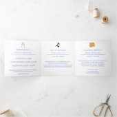 Blauwe Hortensia Bruiloft Details Drieluik Aankondiging (Binnen)