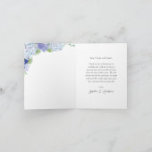 Blauwe hortensia bruiloft gepersonaliseerde bedank (Binnen)