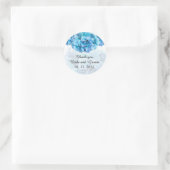 Blauwe hortensia bruiloft gunst label sticker (Tas)