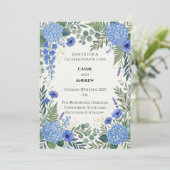 Blauwe Hortensia Bruiloft Kaart (Staand voorkant)