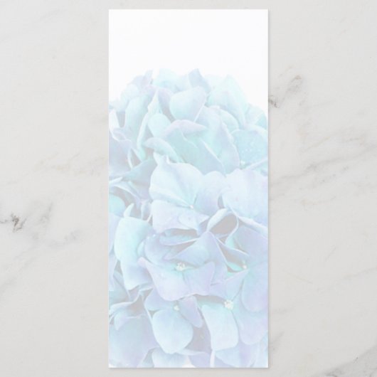 Blauwe hortensia bruiloft menu (Achterkant)