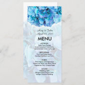 Blauwe hortensia bruiloft menu (Voorkant / Achterkant)