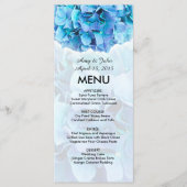 Blauwe hortensia bruiloft menu (Voorkant)