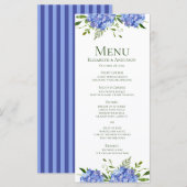 Blauwe Hortensia Bruiloft Menu (Voorkant / Achterkant)