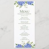 Blauwe Hortensia Bruiloft Menu (Voorkant)