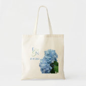 Blauwe Hortensia Bruiloft Monogram Tote Bag (Voorkant)