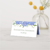Blauwe Hortensia Bruiloft Plaatskaartje (Achterkant)