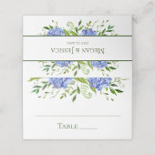 Blauwe Hortensia Bruiloft Plaatskaartje (Buitenkant ongevouwen)