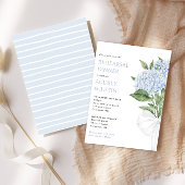 Blauwe hortensia bruiloft repetitie diner klein kaart