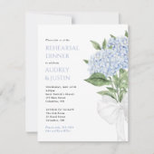 Blauwe hortensia bruiloft repetitie diner klein kaart (Voorkant)