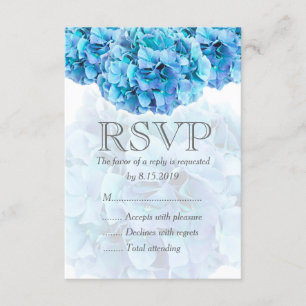 Blauwe hortensia bruiloft RSVP-kaart RSVP Kaartje