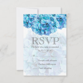Blauwe hortensia bruiloft RSVP-kaart RSVP Kaartje