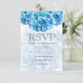 Blauwe hortensia bruiloft RSVP-kaart RSVP Kaartje (Staand voorkant)
