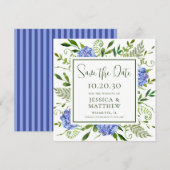 Blauwe Hortensia Bruiloft Save The Date (Voorkant / Achterkant)
