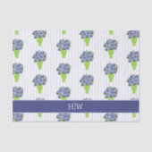 Blauwe Hortensia Bruiloft Strand Monogram Tissuepapier (Voorkant)