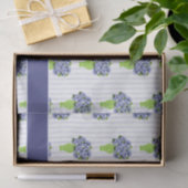 Blauwe Hortensia Bruiloft Strand Monogram Tissuepapier (Geschenk)