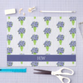 Blauwe Hortensia Bruiloft Strand Monogram Tissuepapier (Craft)