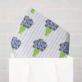 Blauwe Hortensia Bruiloft Strand Monogram  Tissuepapier