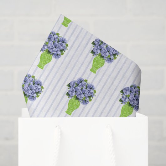 Blauwe Hortensia Bruiloft Strand Monogram  Tissuepapier (Cadeauzakje)