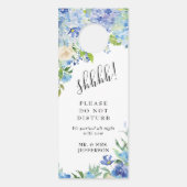 Blauwe Hortensia Bruiloft Welkom Niet Storen Deurhanger (Voorkant)