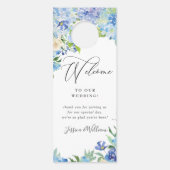 Blauwe Hortensia Bruiloft Welkom Niet Storen Deurhanger (Achterkant)