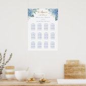 Blauwe hortensia bruiloft zitgrafiek poster (Keuken)