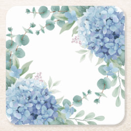 Blauwe Hortensia Bruilofts Bruidsshower Kartonnen Onderzetters