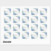 Blauwe Hortensia Bruilofts Bruidsshower Vierkante Sticker (Vel)