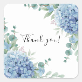 Blauwe Hortensia Bruilofts Bruidsshower Vierkante Sticker