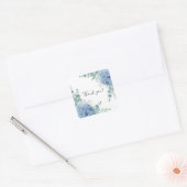 Blauwe Hortensia Bruiloftsborrel Vierkante Sticker (Envelop)
