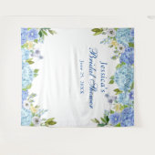 Blauwe Hortensia Bruiloftsshower Fotohokje Achterg Wandkleed (Voorkant (horizontaal))