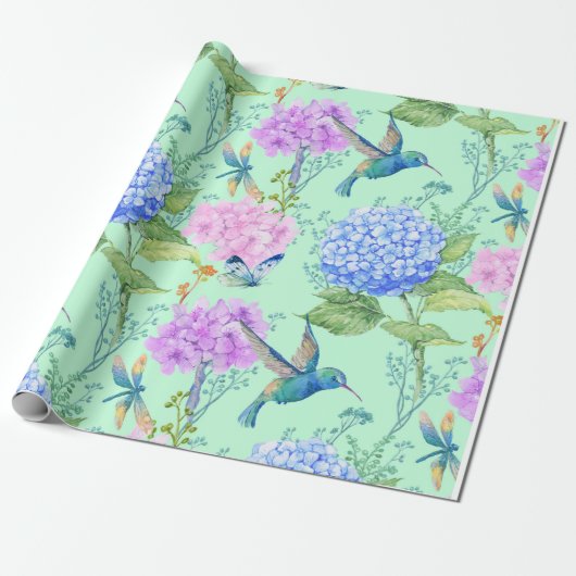 Blauwe Hortensia Cadeaupapier (Uitgerold)