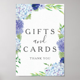 Blauwe Hortensia Cadeaus en Kaarten Bord Poster