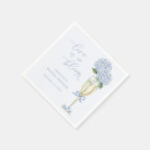 Blauwe Hortensia Champagneglas & Lint Liefde in Bl Servet (Hoek)