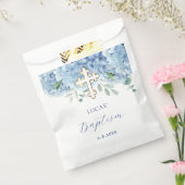 Blauwe hortensia doop bedankzakje (Gezegeld)