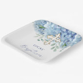 Blauwe hortensia doop papieren bordje (Gebogen)