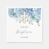 Blauwe hortensia doop servet (Voorkant)