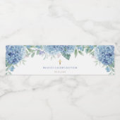 blauwe hortensia-doop waterfles etiket (Enkel label)