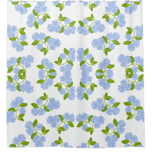 Blauwe hortensia douchegordijn (Voorkant)