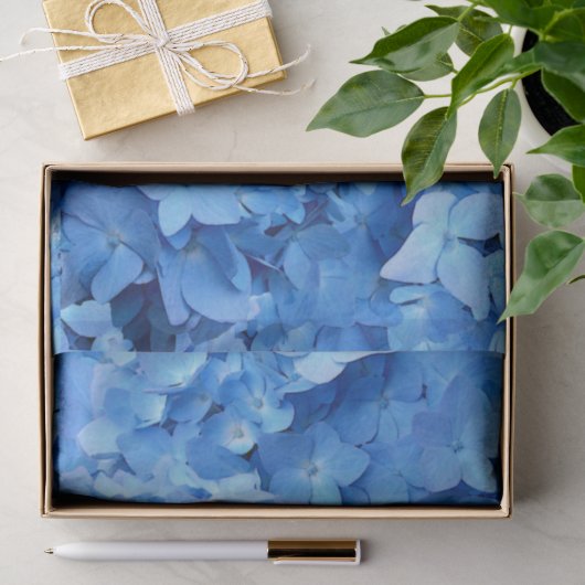 Blauwe Hortensia Echte Bloemen Tissuepapier (Geschenk)