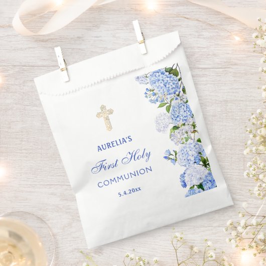 Blauwe Hortensia Eerste Communie Bedankzakje (Geknipt)