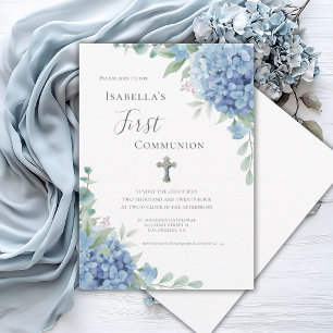 Blauwe Hortensia Eerste Communie Religieus Kaart
