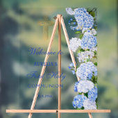 Blauwe Hortensia Eerste Communie Welkom Acryl Bord (Neutraal)