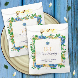 Blauwe Hortensia Eerste Papier Jaarfeestje Bedankzakje