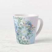 Blauwe Hortensia en Bloem Latte Mok (Rechterhoek)