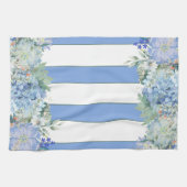 Blauwe Hortensia en Floral Striped Keukenhanddoek (Horizontaal)