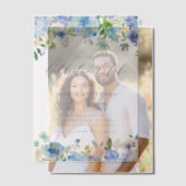 Blauwe Hortensia en Ivoor Roze Viering van het Lev Vellum Uitnodigingen (Offset (Koppel))