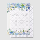 Blauwe Hortensia en Ivoor Roze Viering van het Lev Vellum Uitnodigingen (Offset (Uitnodiging))