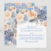 Blauwe hortensia en perzik bloemen - Bloemen bruil Kaart (Voorkant / Achterkant)